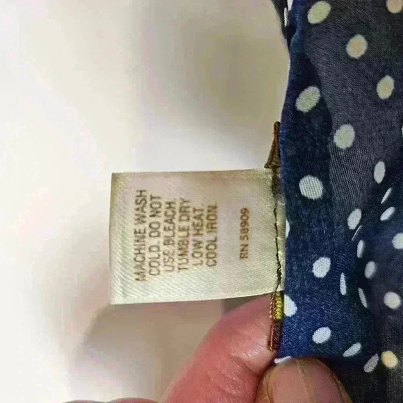 Copper Key Navy/White Polka Dot Sheer Top Size Large - Picture 7 of 7